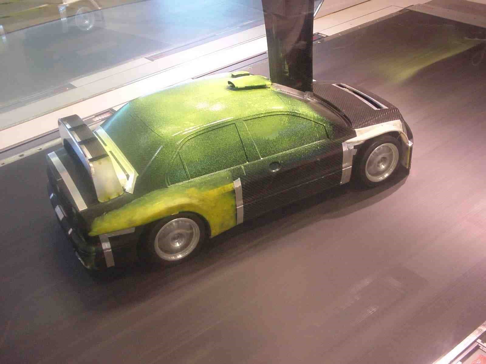 Mitsubishi Lancer WRC04 test model with vertical fins in the rear wing, Lola wind tunnel, 2003