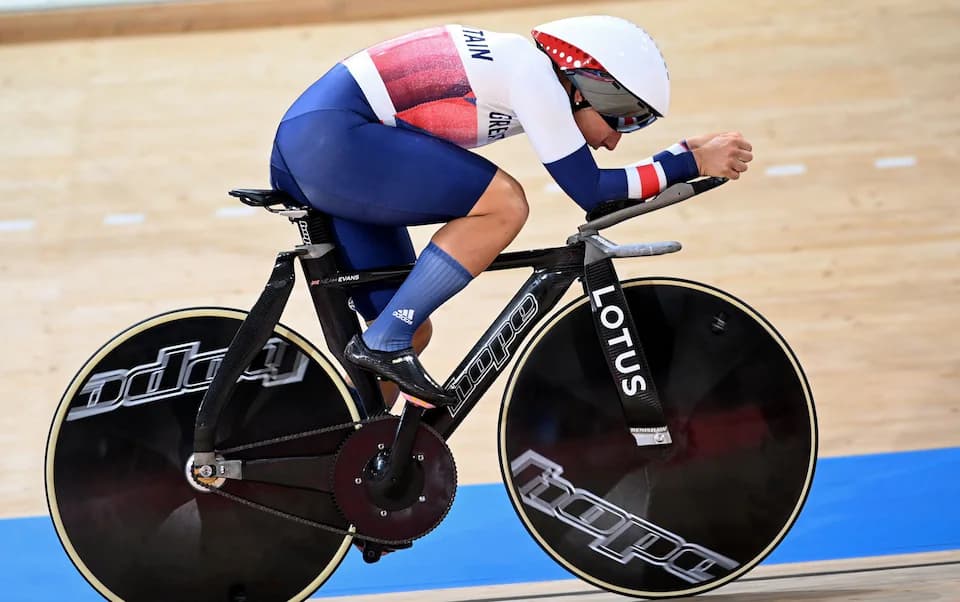 With no side wind indoors, the bike, helmet and clothing can be optimised for one position in track cycling.CREDIT: AFP and www.telegraph.co.uk