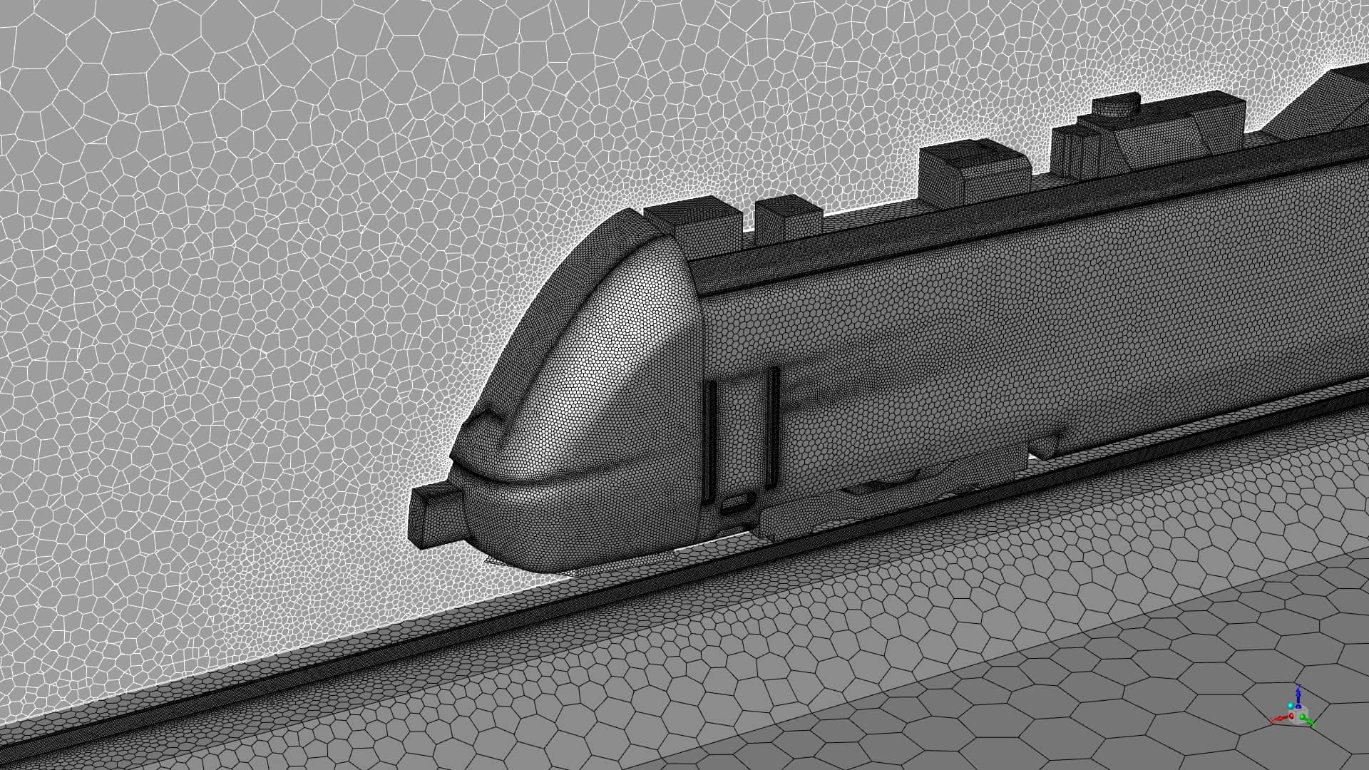 Computational mesh for the CAF Civity train - Image credit: CAF