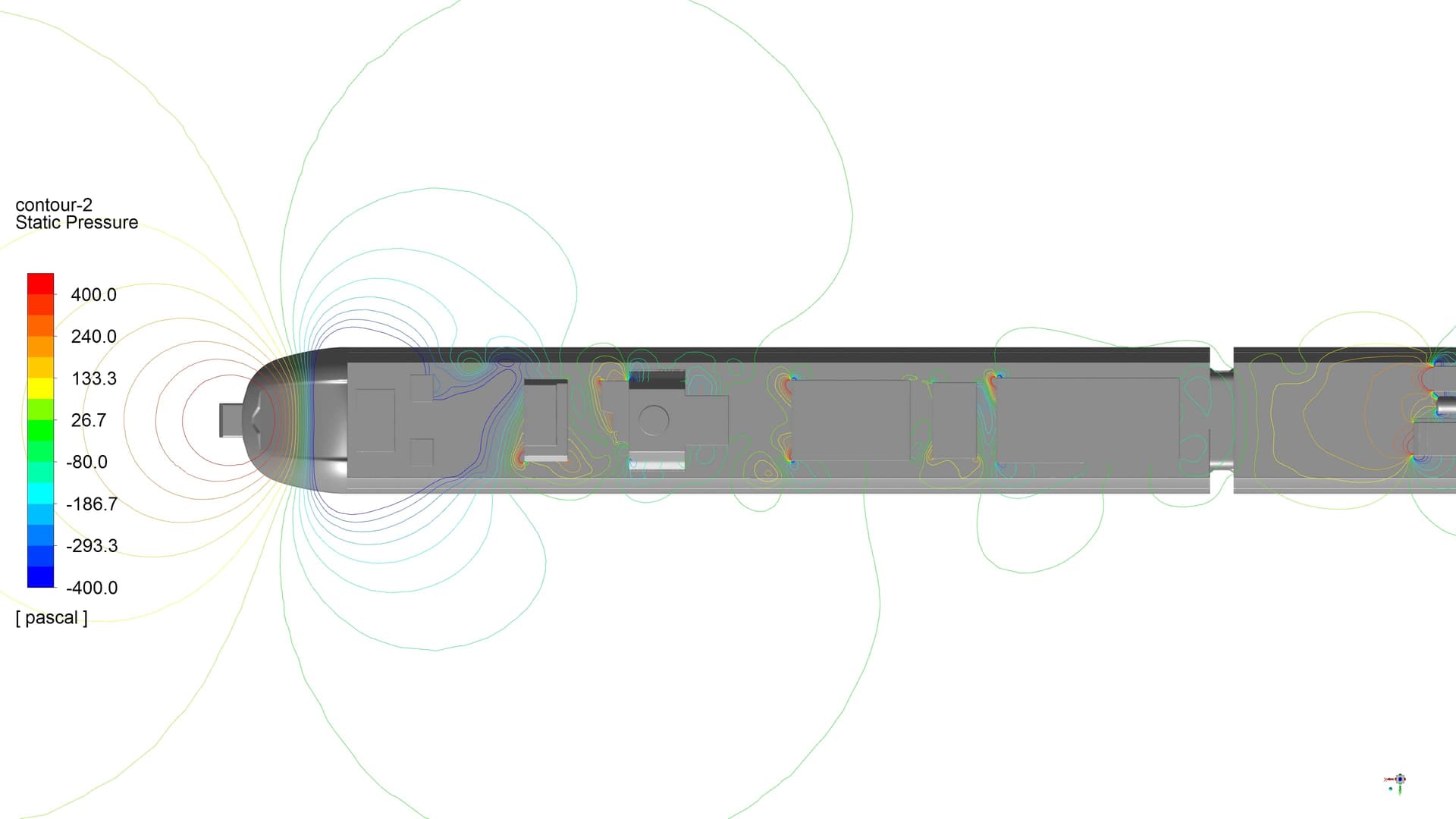 Static pressure countours around the CAF Civity - Image credit: CAF