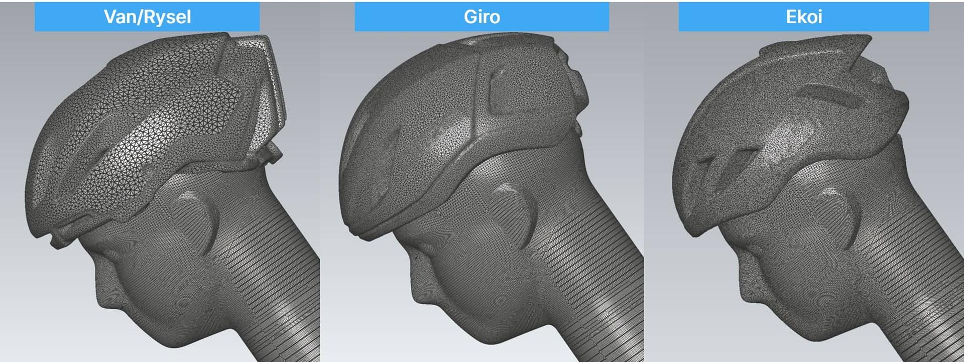 3D scans of the Van/Rysel Giro & Ekoi helmets position on a generic dummy head