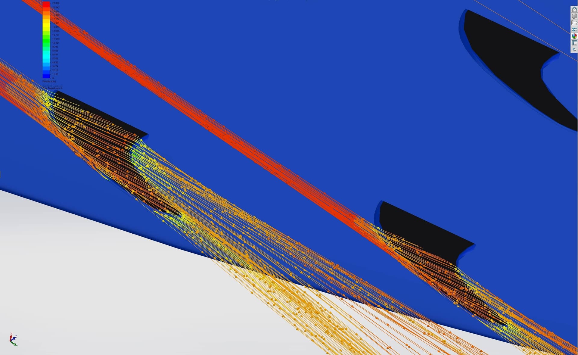 Hydrodynamic drag analysis on the fins of the surfboard - image by Falcon Pursuit