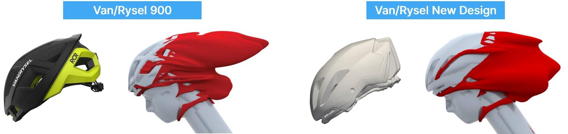 Aerodynamic comparison between the existing Van/Rysel helmet and the new design