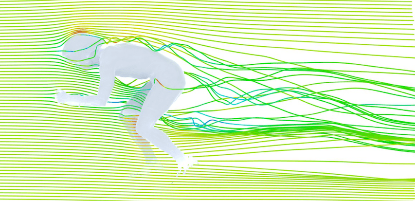 CFD streamlines of the flow around a cyclist