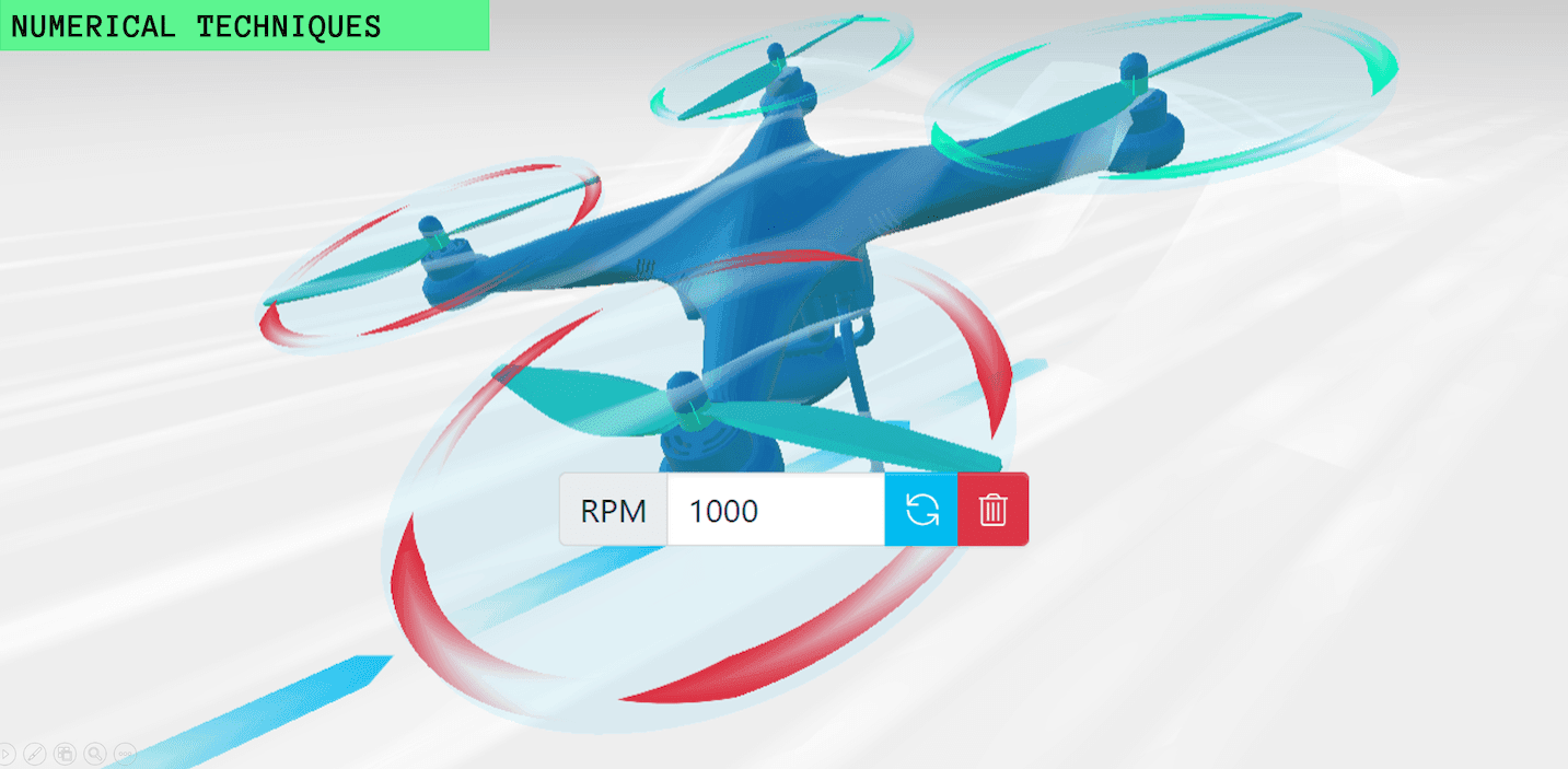 A model in AirShaper CFD software of a drone with propellors