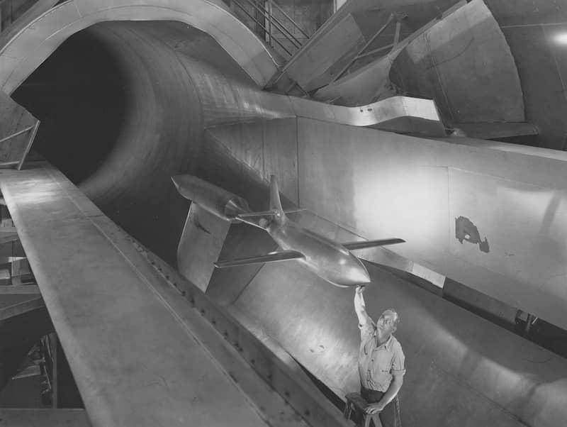Testing the supersonic Bell X1 at NASA Langley wind tunnel. CREDIT: www.nasa.gov