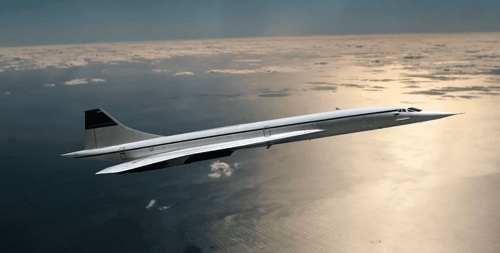 Concorde aircraft flying at high altitude
