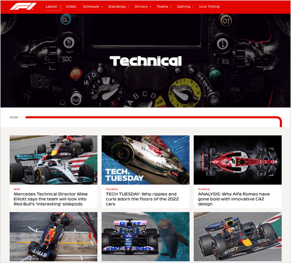Technical page on F1.com