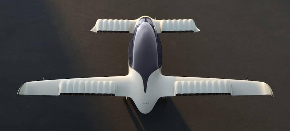 Top view of a white landed Lilium jet