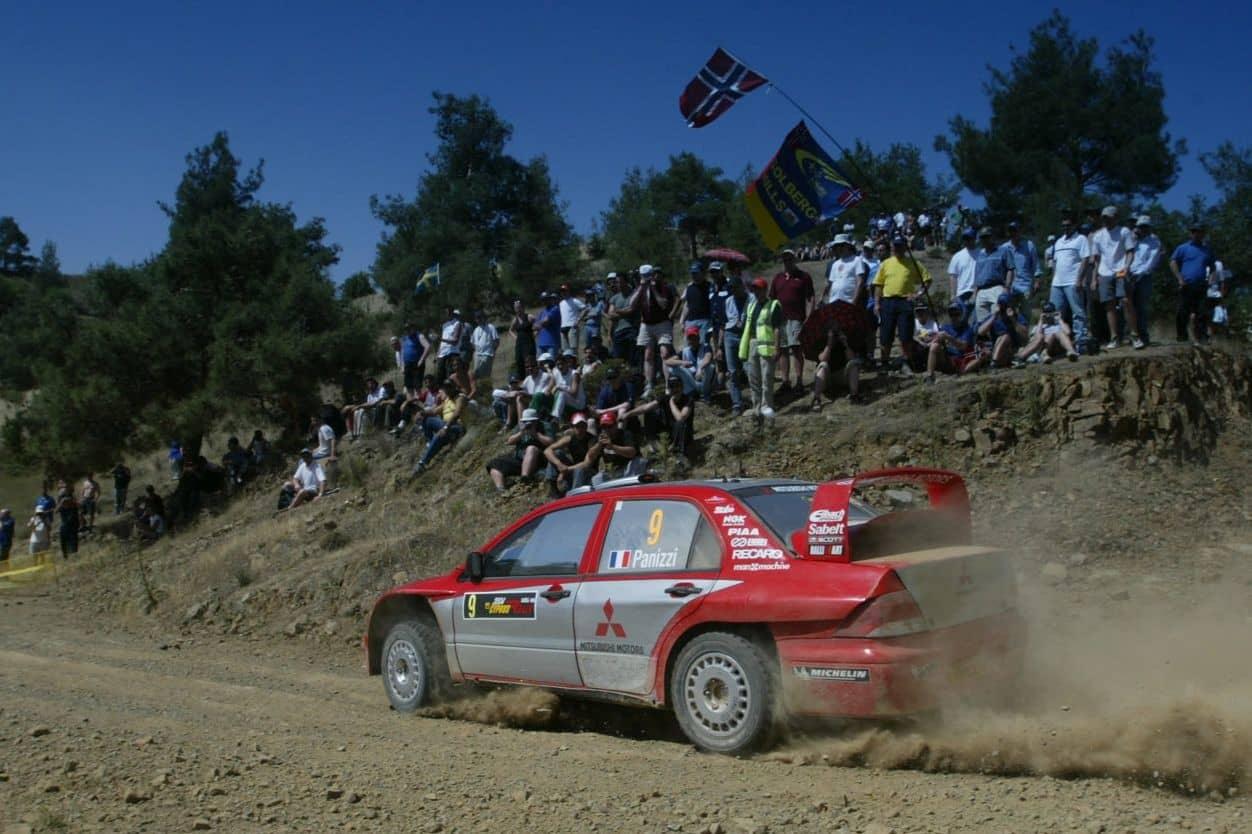 G.Panizzi/H.Panizzi, Mitsubishi Lancer WRC04, Rally Cyprus 2004, retired - picture by Mitsubishi Motorsport Corp.