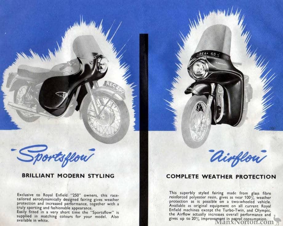 A 1965 advert promotes 'aerodynamically designed fairings' for Royal Enfields. CREDIT: www.cybermotorcycle.com