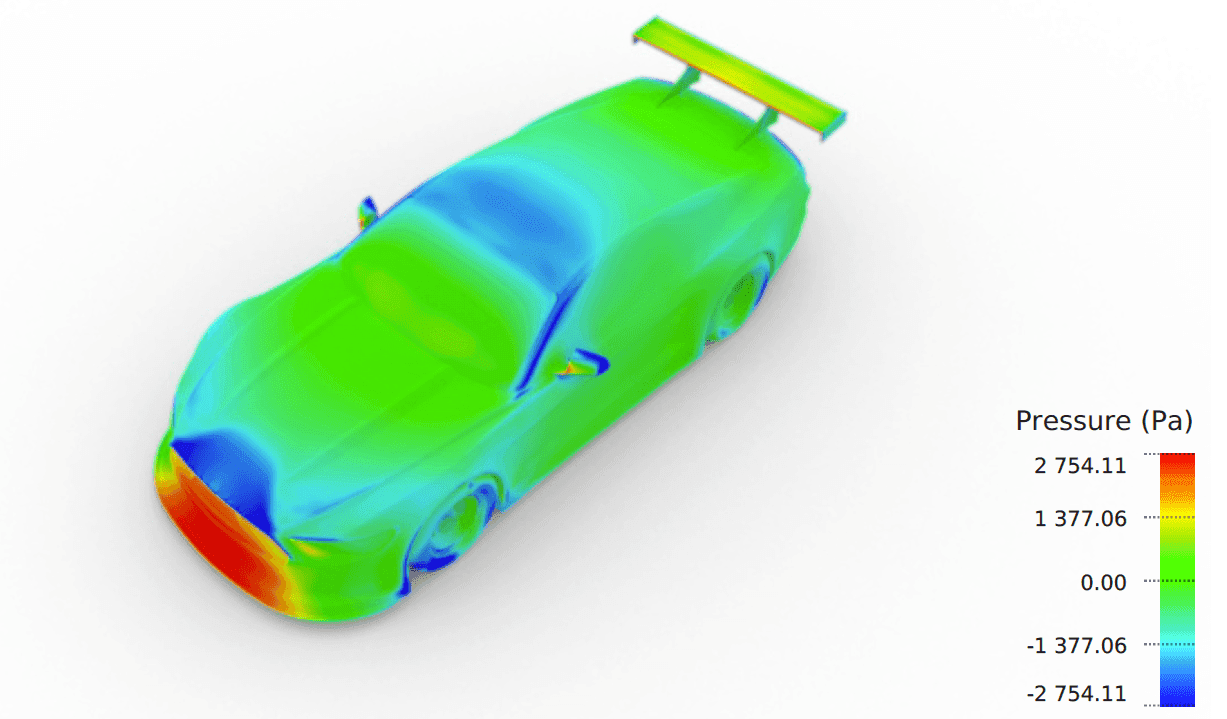 Surface pressure plot of a Trans-Am TA2 Mustang