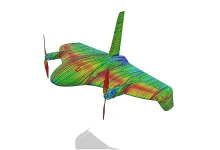 Evaluating different flow patterns and propeller <> wing interaction of Proto B.1 , an early prototype of WingtraRay.