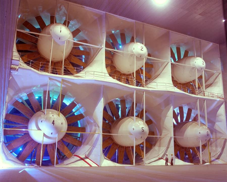 The bank of fans powering the NFAC. CREDIT: www.nasa.gov
